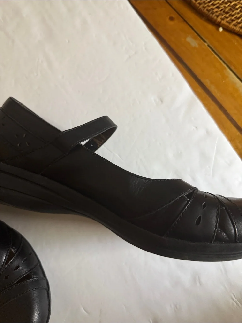 Dansko Black Leather Mary Jane Flats with Strap